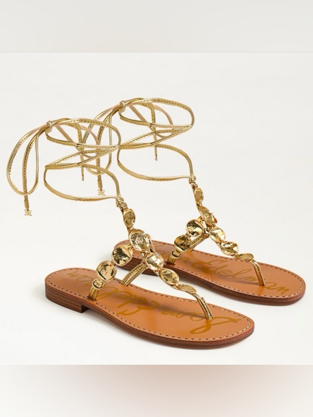Sam Edelman Deidre Coin Embellished Lace-Up Embellished Thong Sandals